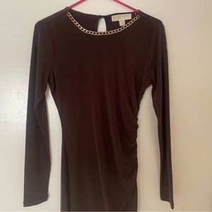Michael Kors brown mini long sleeve dress